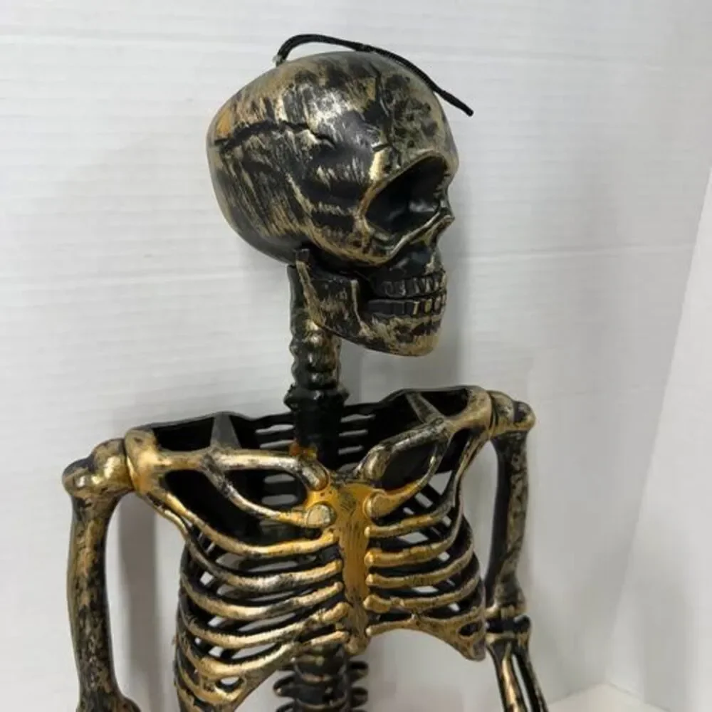 33” Posable Skeleton Decoration Halloween Fall gold and black